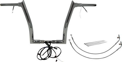 FAT BAGGERS INC. EZ Install Wired 1-1/2" Pointed Top Handlebar Kit - 14" - Chrome 802314