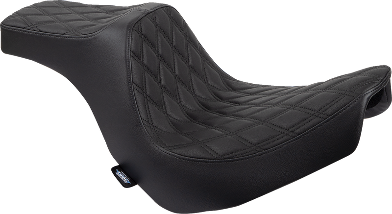 DRAG SPECIALTIES Predator III Double Diamond Black Stitch Vinyl Seat - Black - Softail '18-'23
