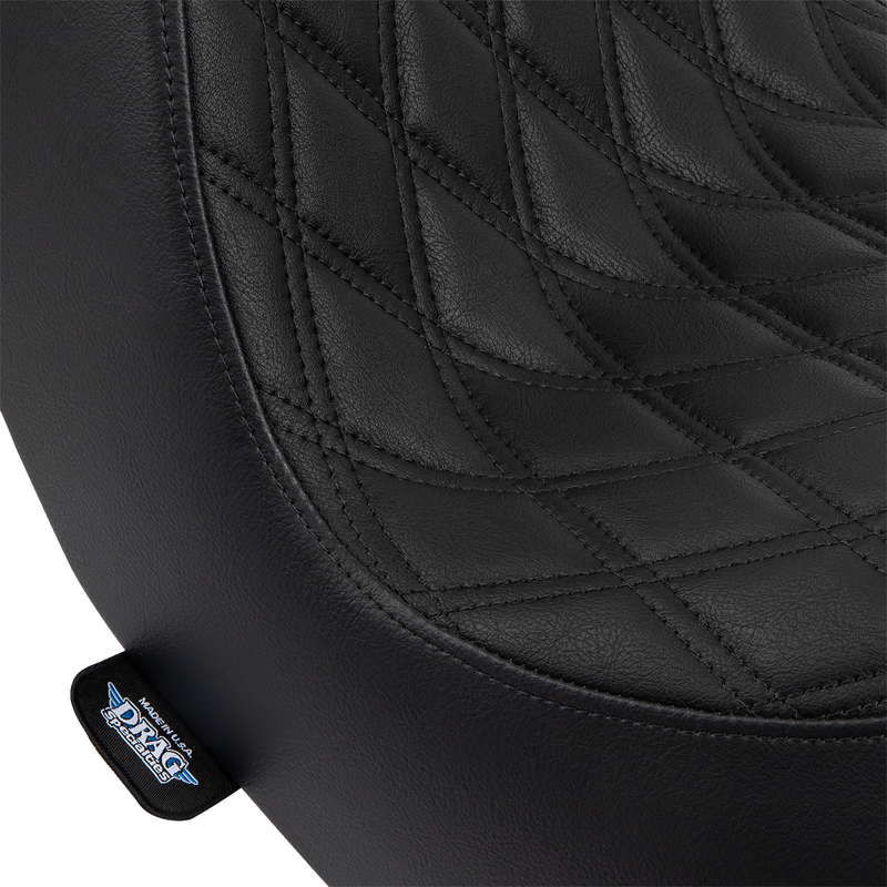 DRAG SPECIALTIES Predator III Double Diamond Black Stitch Vinyl Seat - Black - Softail '18-'23