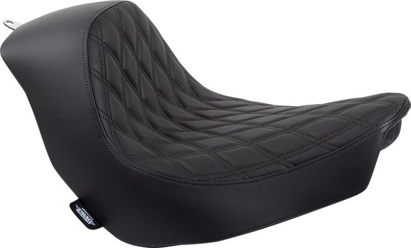 DRAG SPECIALTIES Solo Double Diamond Black Stitch Vinyl Seat - Black - Softail '18-'23