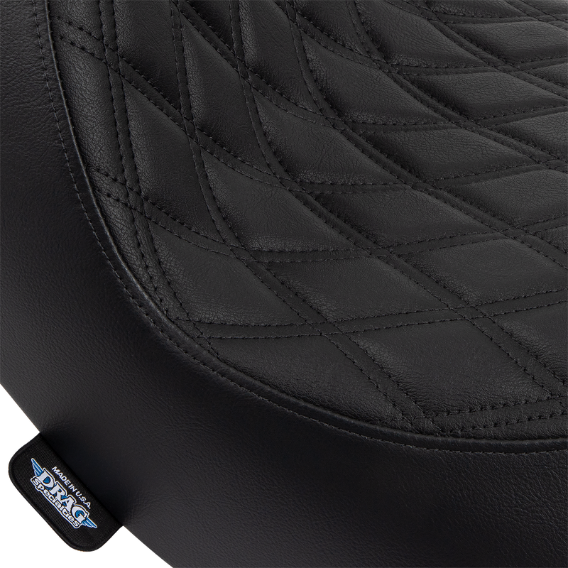 DRAG SPECIALTIES Solo Double Diamond Black Stitch Vinyl Seat - Black - Softail '18-'23