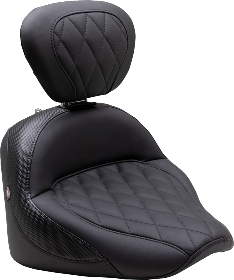MUSTANG Solo Touring Seat - with Driver Backrest - Black - Diamond Stitch - Chief '22-'23