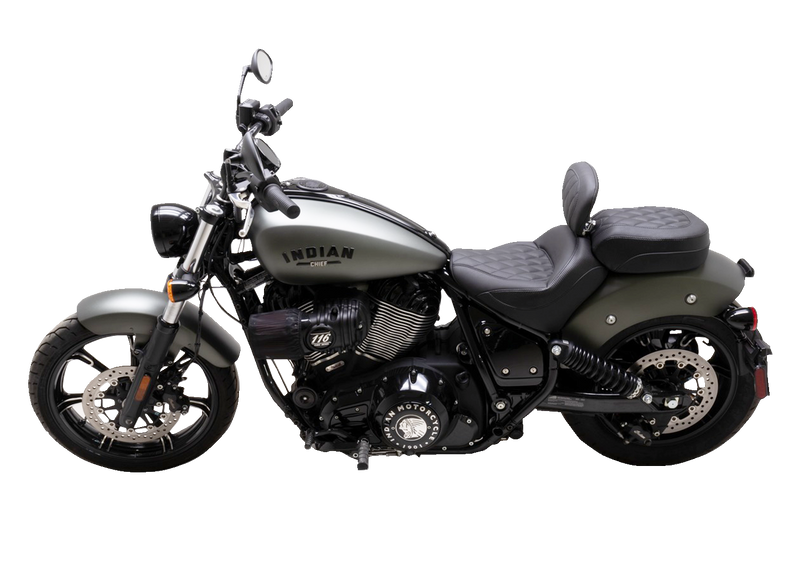 MUSTANG Solo Touring Seat - with Driver Backrest - Black - Diamond Stitch - Chief '22-'23