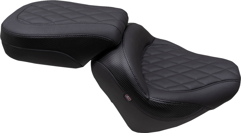 MUSTANG Solo Touring Seat - w/o Driver Backrest - Black - Diamond Stitch - Chief '22-'23