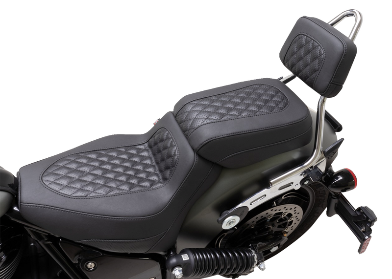 MUSTANG Squareback Sissy Bar Pad - Black - Diamond Stitch - Chief '22-'23