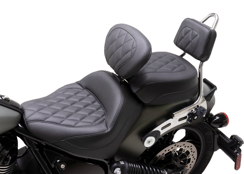 MUSTANG Standard Sissy Bar Pad - Black - Diamond Stitch - Chief '22-'23