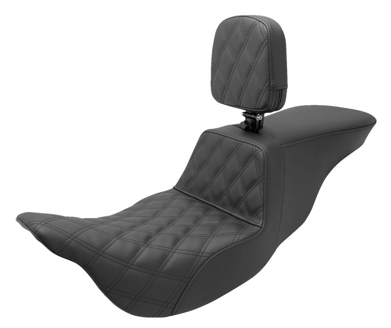 SADDLEMEN Tour Step-Up Seat - Rider Backrest - Rider Lattice Stitch - Touring '08-'24