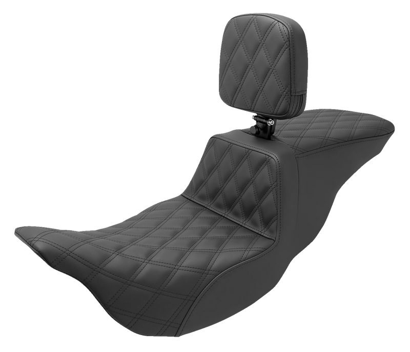 SADDLEMEN Tour Step-Up Seat - Rider Backrest - Full Lattice Stitch - Touring '08-'24