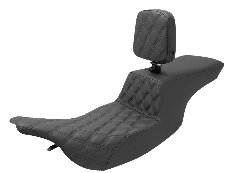 SADDLEMEN Tour Step-Up Seat - Rider Backrest - Front Lattice Stitch - Touring '97-'07