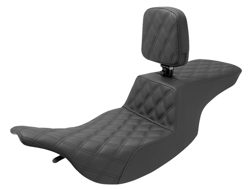 SADDLEMEN Tour Step-Up Seat - Rider Backrest - Full Lattice Stitch - Touring '97-'07