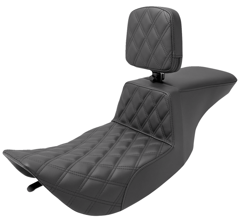 SADDLEMEN Tour Step-Up Seat - Rider Backrest - Front Lattice Stitch - Touring '97-'07