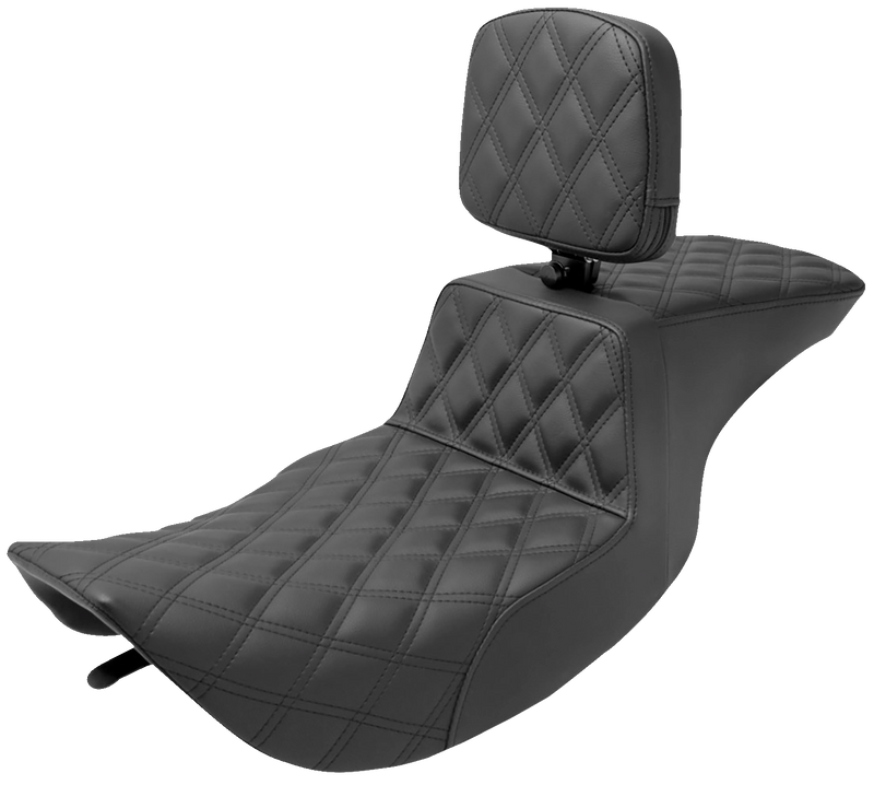 SADDLEMEN Tour Step-Up Seat - Rider Backrest - Full Lattice Stitch - Touring '97-'07
