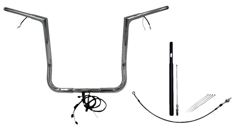 FAT BAGGERS INC. EZ Install Wired 1-1/4" Flat Top Handlebar Kit - 16" - Chrome 712016
