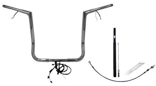 FAT BAGGERS INC. EZ Install Wired 1-1/4" Flat Top Handlebar Kit - 16" - Chrome 712016