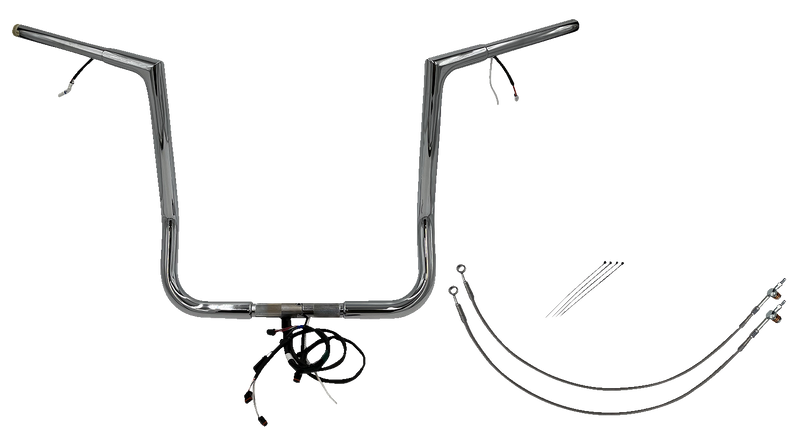 FAT BAGGERS INC. EZ Install Wired 1-1/4" Flat Top Handlebar Kit - 16" - Chrome 701216