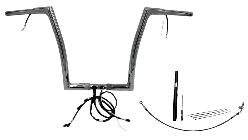 FAT BAGGERS INC. EZ Install Wired 1-1/4" Flat Top Handlebar Kit - 14" - Chrome 712914