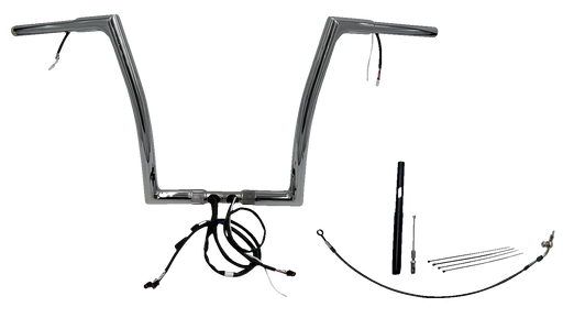 FAT BAGGERS INC. EZ Install Wired 1-1/4" Flat Top Handlebar Kit - 14" - Chrome 712914