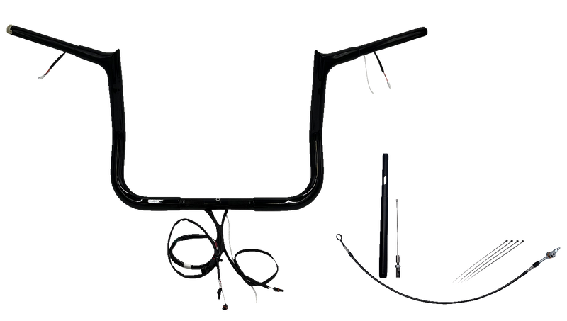 FAT BAGGERS INC. EZ Install Wired 1-1/4" Pointed Top Handlebar Kit - 12" - Black 912012-B