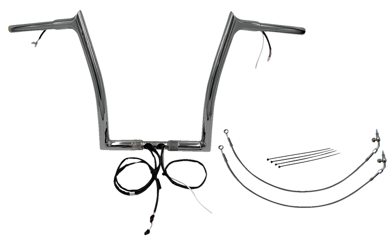 FAT BAGGERS INC. EZ Install Wired 1-1/4" Pointed Top Handlebar Kit - 14" - Chrome 901914