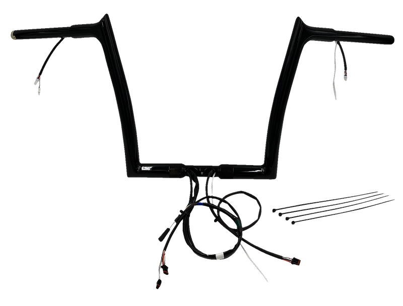 FAT BAGGERS INC. EZ Install Wired 1-1/4" Pointed Top Handlebar Kit - 12" - Black 902912-B