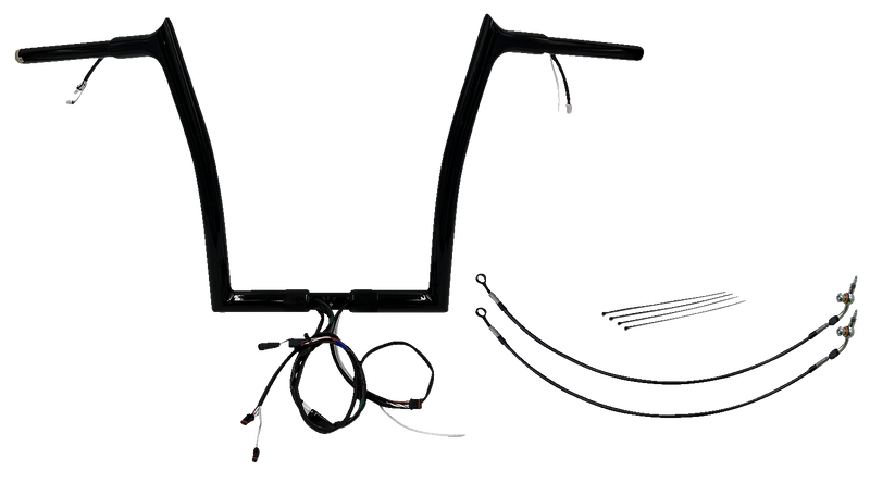 FAT BAGGERS INC. EZ Install Wired 1-1/4" Pointed Top Handlebar Kit - 14" - Black 902914-B