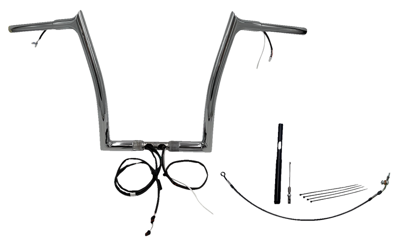 FAT BAGGERS INC. EZ Install Wired 1-1/4" Pointed Top Handlebar Kit - 14" - Chrome 912914