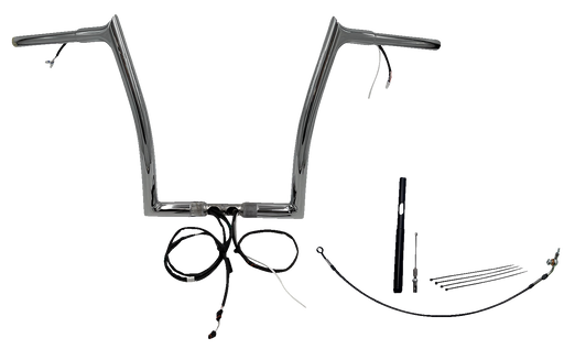 FAT BAGGERS INC. EZ Install Wired 1-1/4" Pointed Top Handlebar Kit - 14" - Chrome 912914