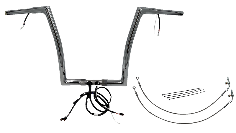FAT BAGGERS INC. EZ Install Wired 1-1/4" Flat Top Handlebar Kit - 14" - Chrome 701914
