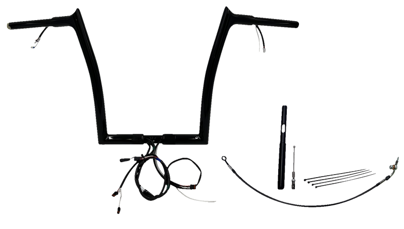 FAT BAGGERS INC. EZ Install Wired 1-1/4" Pointed Top Handlebar Kit - 14" - Black 912914-B