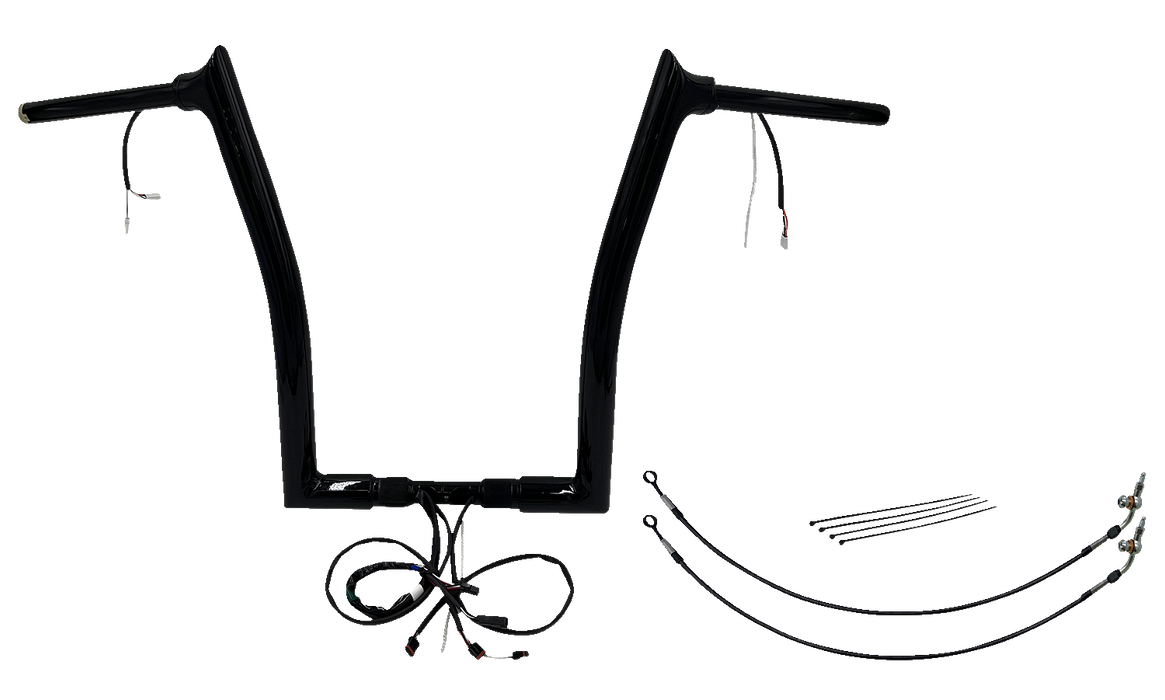 FAT BAGGERS INC. EZ Install Wired 1-1/2" Pointed Top Handlebar Kit - 16" - Black 801316-B