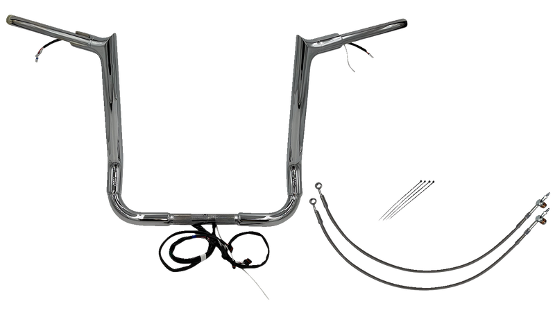 FAT BAGGERS INC. EZ Install Wired 1-1/2" Pointed Top Handlebar Kit - 16" - Chrome 802216