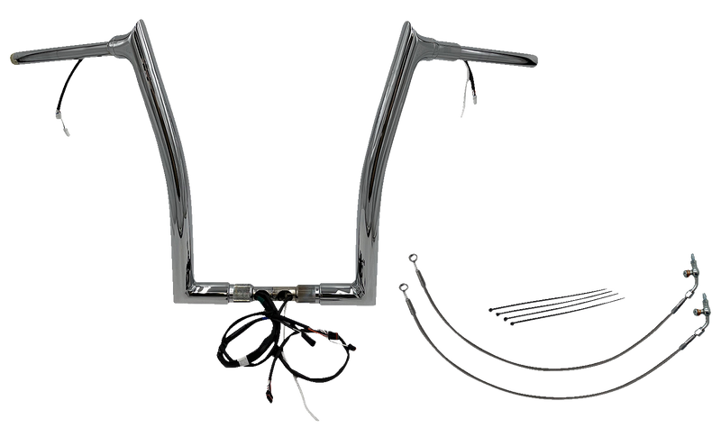 FAT BAGGERS INC. EZ Install Wired 1-1/2" Pointed Top Handlebar Kit - 16" - Chrome 801316