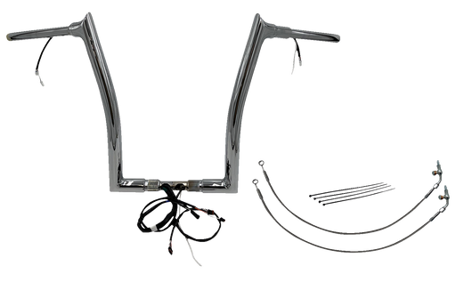 FAT BAGGERS INC. EZ Install Wired 1-1/2" Pointed Top Handlebar Kit - 16" - Chrome 801316