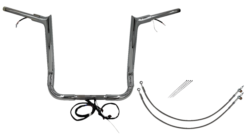 FAT BAGGERS INC. EZ Install Wired 1-1/2" Pointed Top Handlebar Kit - 16" - Chrome 801216
