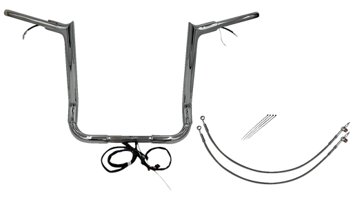 FAT BAGGERS INC. EZ Install Wired 1-1/2" Pointed Top Handlebar Kit - 16" - Chrome 801216