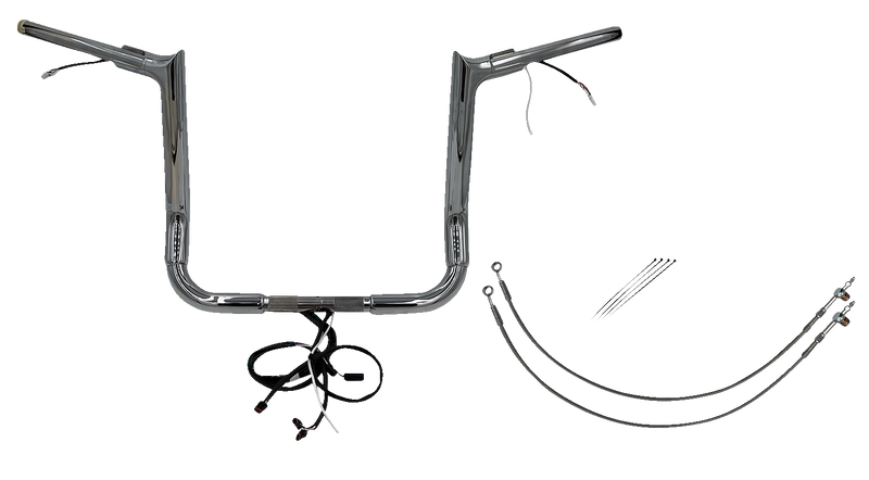FAT BAGGERS INC. EZ Install Wired 1-1/2" Pointed Top Handlebar Kit - 14" - Chrome 801214