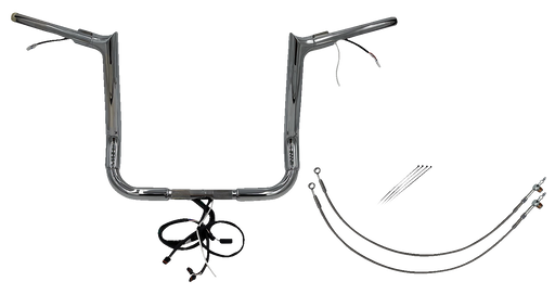 FAT BAGGERS INC. EZ Install Wired 1-1/2" Pointed Top Handlebar Kit - 14" - Chrome 801214