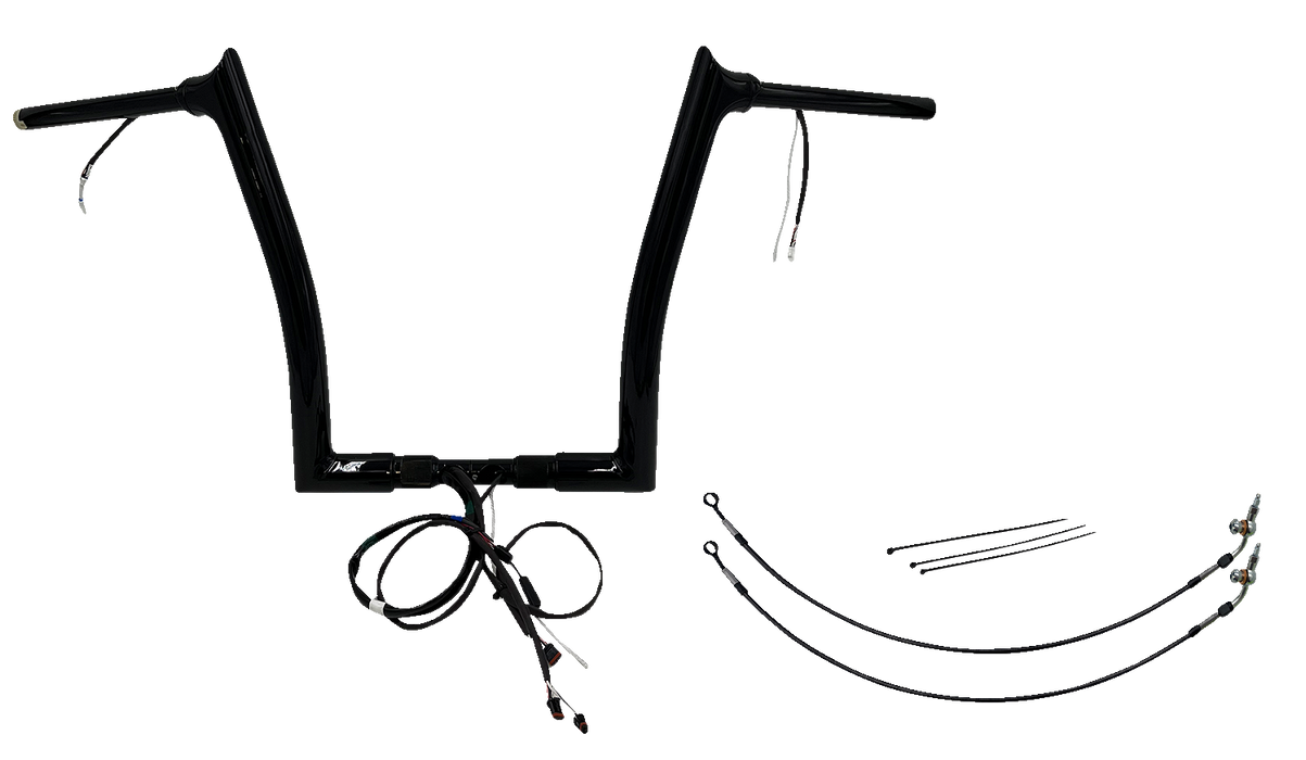 FAT BAGGERS INC. EZ Install Wired 1-1/2" Pointed Top Handlebar Kit - 14" - Black 802314-B
