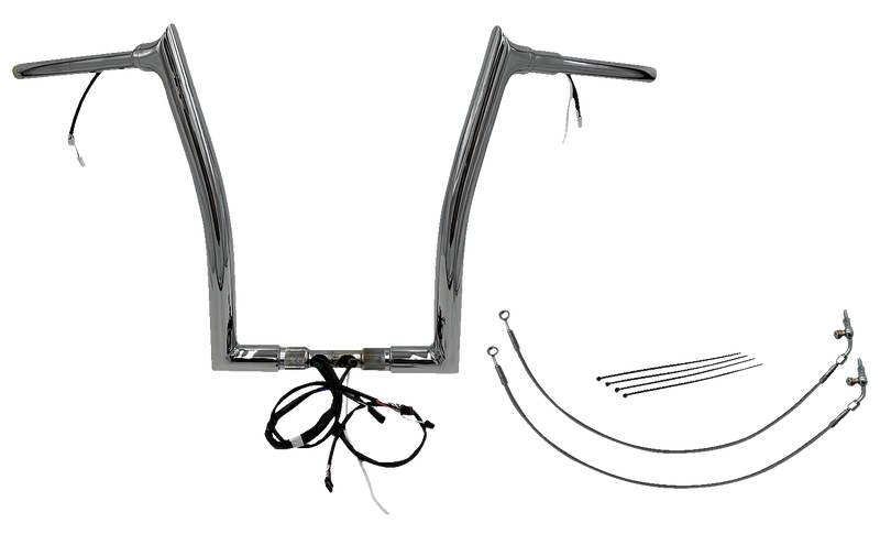 FAT BAGGERS INC. EZ Install Wired 1-1/2" Pointed Top Handlebar Kit - 16" - Chrome 802316