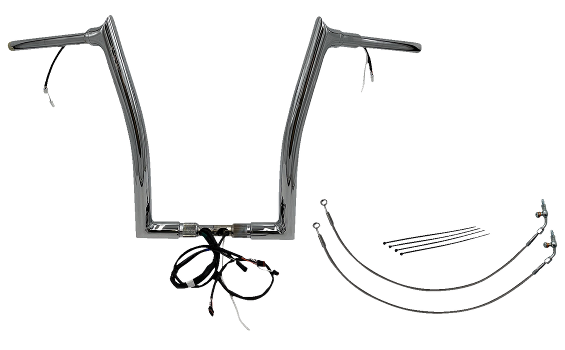 FAT BAGGERS INC. EZ Install Wired 1-1/2" Pointed Top Handlebar Kit - 16" - Chrome 802316