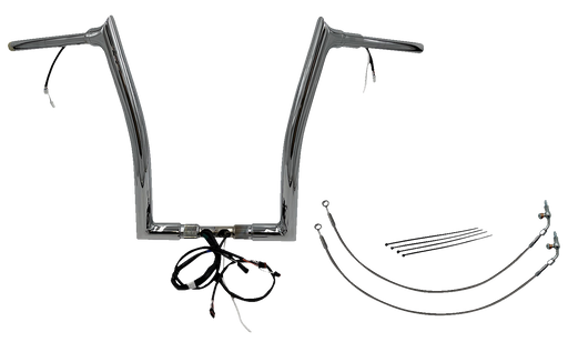 FAT BAGGERS INC. EZ Install Wired 1-1/2" Pointed Top Handlebar Kit - 16" - Chrome 802316
