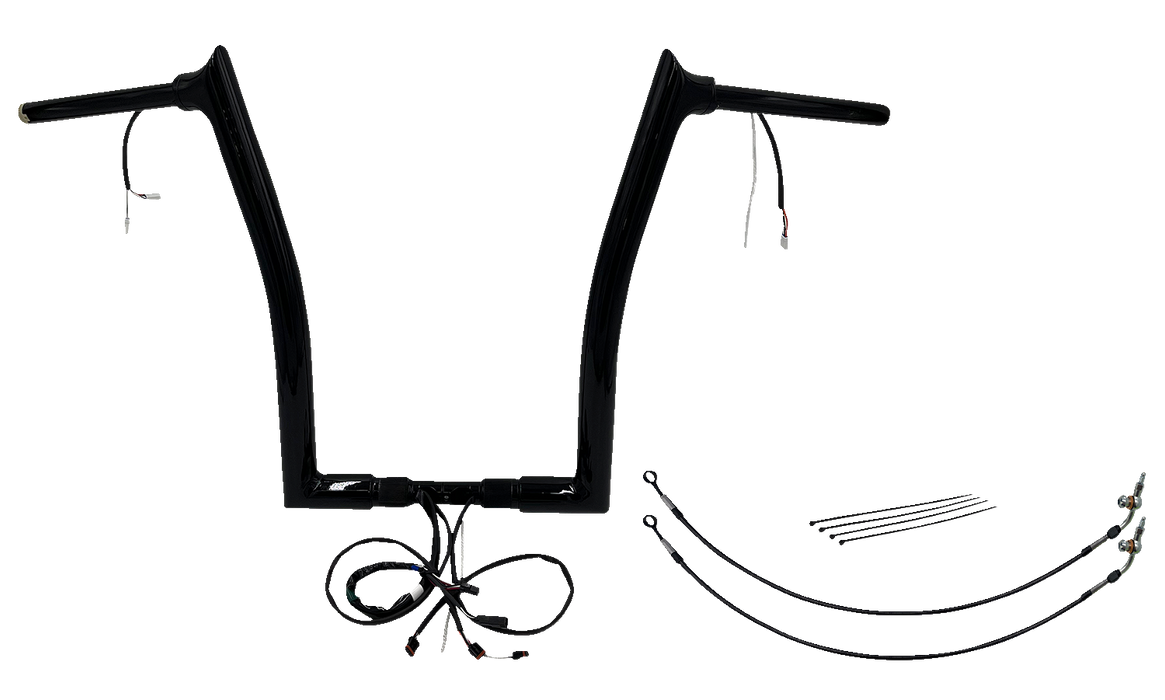 FAT BAGGERS INC. EZ Install Wired 1-1/2" Pointed Top Handlebar Kit - 16" - Black 802316-B