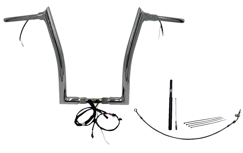 FAT BAGGERS INC. EZ Install Wired 1-1/2" Pointed Top Handlebar Kit - 16" - Chrome 812916