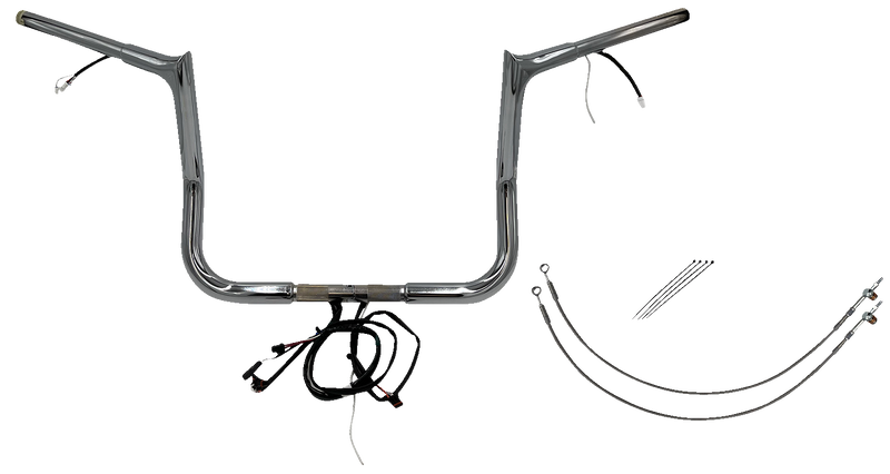 FAT BAGGERS INC. EZ Install Wired 1-1/4" Pointed Top Handlebar Kit - 12" - Chrome 901212