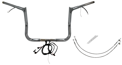 FAT BAGGERS INC. EZ Install Wired 1-1/4" Pointed Top Handlebar Kit - 12" - Chrome 901212