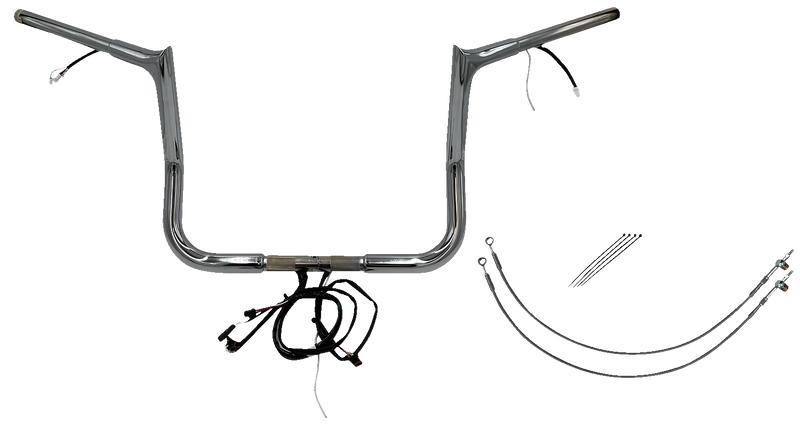 FAT BAGGERS INC. EZ Install Wired 1-1/4" Pointed Top Handlebar Kit - 12" - Chrome 902212