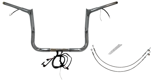 FAT BAGGERS INC. EZ Install Wired 1-1/4" Pointed Top Handlebar Kit - 12" - Chrome 902212