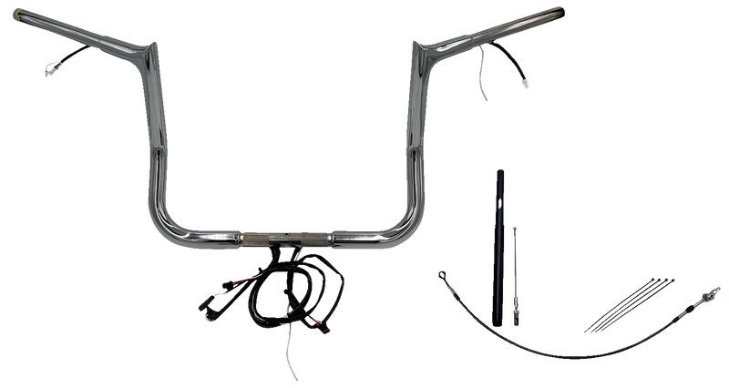 FAT BAGGERS INC. EZ Install Wired 1-1/4" Pointed Top Handlebar Kit - 12" - Chrome 912012