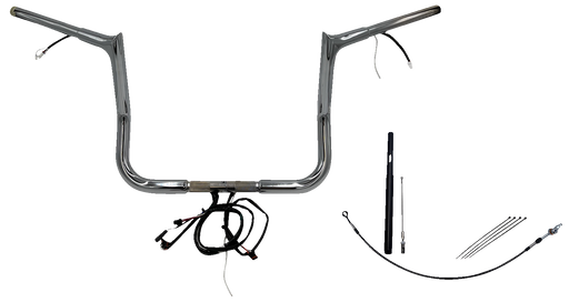 FAT BAGGERS INC. EZ Install Wired 1-1/4" Pointed Top Handlebar Kit - 12" - Chrome 912012