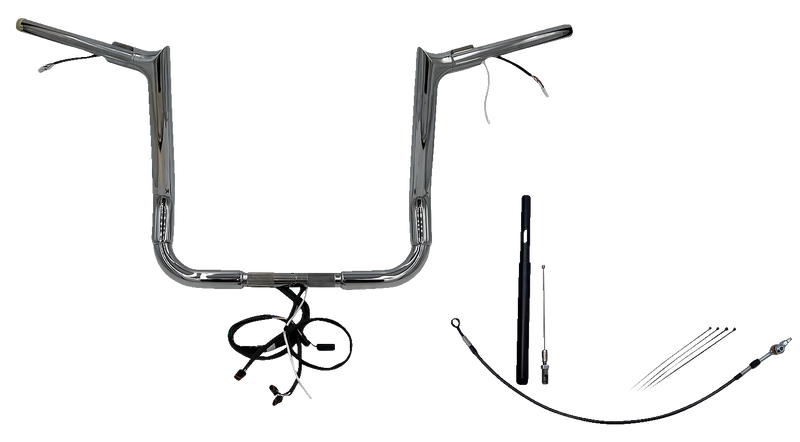 FAT BAGGERS INC. EZ Install Wired 1-1/2" Pointed Top Handlebar Kit - 14" - Chrome 812014